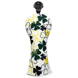 Irish Shamrock Golf Hybrid/Rescue Headcover, White Leather Golf Club Covers for Hybrids, Rotatable #2 3 4 5 6 Ut Hybrid Head Cover for Women/Men Golfer