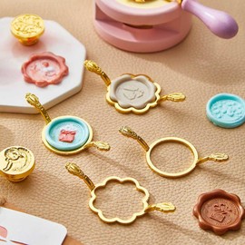 2 Pcs Metal Wax Seal Molds Round Flower Shape Wax Seal Stamp Rings for 1 Inch Wax Seal Stamp, Wedding Invitations, Cards, Envelopes, Gift Wrapping Decorations