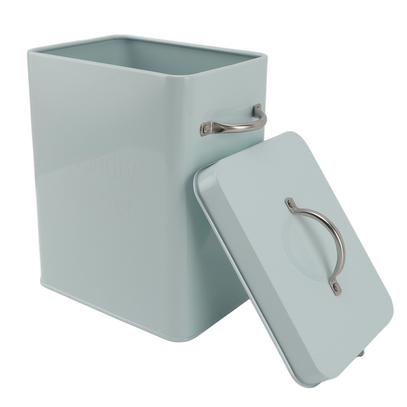 Metal Laundry Room Container with Dual Side Handles with Spoon