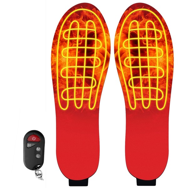 iHEAT - Plantillas climatizadas con control remoto, recargables, esenciales para senderismo al aire última intervensión, deportes y camping (rojo)