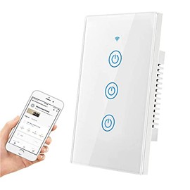 Apagadores Inteligente, EASYTAO WiFi Interruptor de Pared (Requiere Línea Neutra), Control Remoto, APP Smart Life/Tuya, Compatible con Alexa Google Home y IFTTT,2.4G WiFi No Requiere Hub (3 Gang)