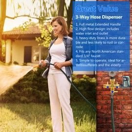 Brass Garden Hose Splitter, 3 Way Hose Splitter, Outdoor Hose Splitter, GHT 3/4 In, Female Inlet And 3 Way 3/4 In (Increase Flow Style) (copper)