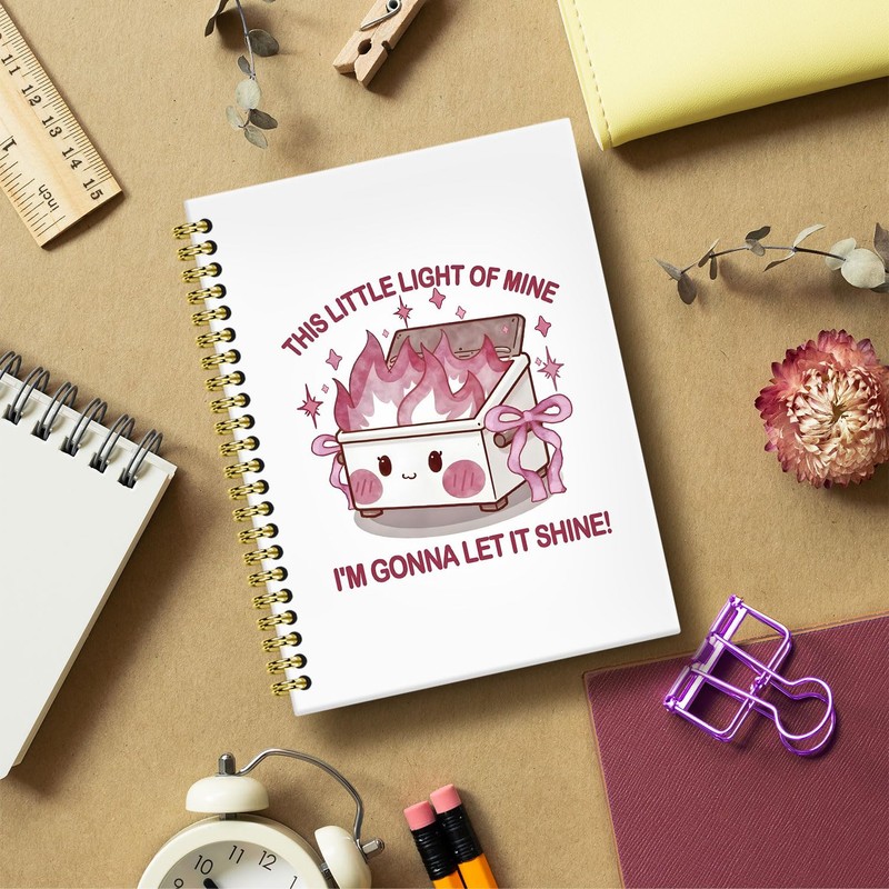 BRRNYOI Pink Dumpster Fire Notebook Journal 5.5x8.3. Funny Notebooks for