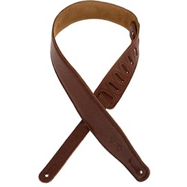2 1/2" Garment Leather Guitar Strap With Foam Padding And Suede Backing. Adjustable From 37" To 51". Brown Color