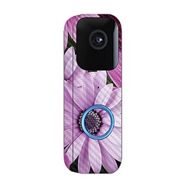 MightySkins Carbon Fiber Skin Compatible with Blink Video Doorbell - Purple Flowers | Protective, Durable Textured Carbon Fiber Finish | Easy to Apply and Change Styles | Made in The USA