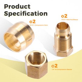 ETERMETA 1/4'' Pilot Tube with Fitting Kit, 36 Inch 1/4 Inch OD Stainless Steel Flexible Flex Tubing with Compression Fittings M10x1 Male Female Nut for Natural Gas Propane Appliances