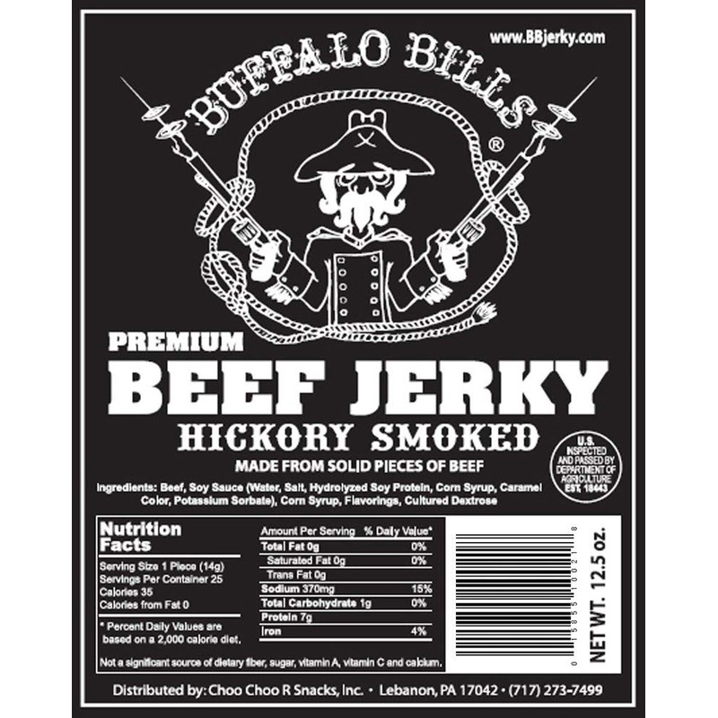 Buffalo Bills 12.5oz Premium Hickory Beef Jerky 7” Strips (25