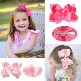 20 colores de 6 pulgadas, clips de doble capa, cinta de grogrén, lazos grandes, pinzas de cocodrilo para el pelo, accesorios para el cabello para niñas y niños pequeños