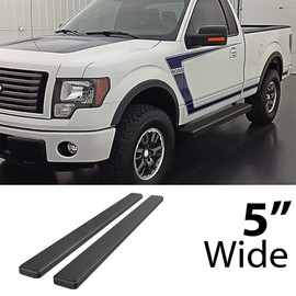 APS Running Boards (Nerf Bars Side Steps Step Bars) Compatible with Ford F150 2009-2014 Regular Cab (Stainless Steel Black Powder Coated 5 inches)