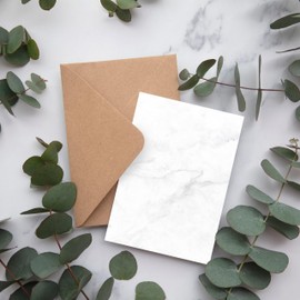 50 x Letter Paper DIN A5 Printed on Both Sides - Blank Writing Paper Set for Writing and Printing for Wedding, Birthday, Invitations (A5, Marble)