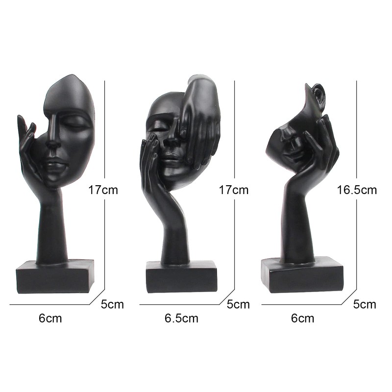 Suerhatcon 3 Piece Abstract Face Statues for Home Decor, Thinker