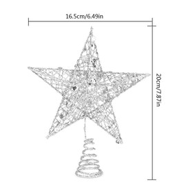 Christmas Tree Star Topper Glittered Xmas Tree Ornament Christmas Indoor Party Home Decoration Treetop Lights Silver