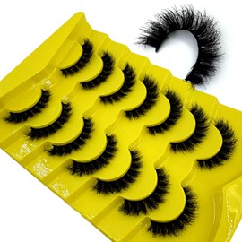 HBZGTLAD New 7 pairs Lashes 3D Mink Lashes Fluffy Reusable Lashes Mink False Eyelashes Soft Wispy Natural Cross Eyelash Extension Makeup (7pairs-W07)