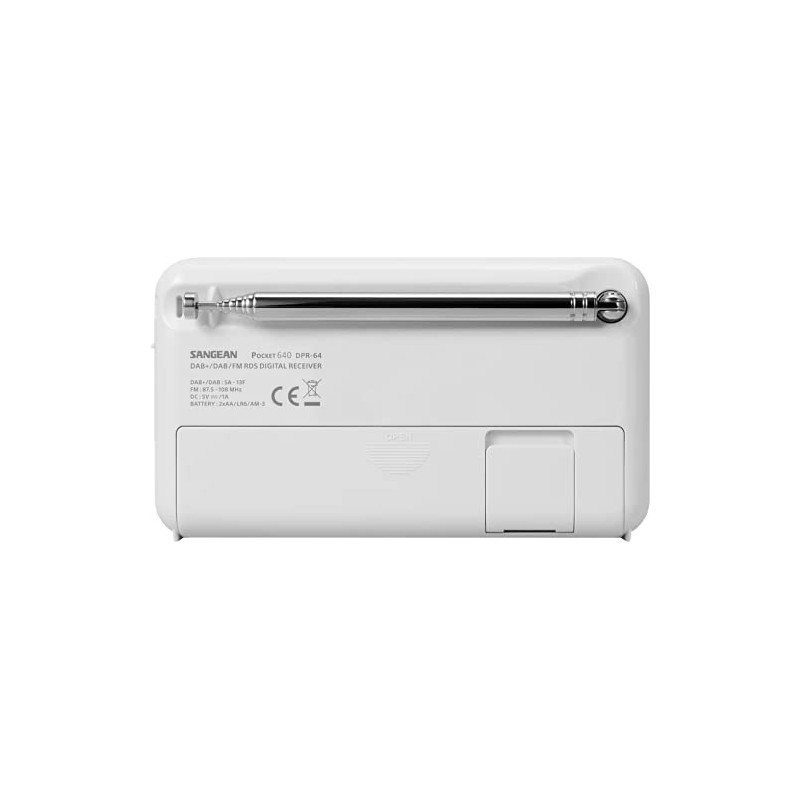 Sangean DPR-64 DAB/FM Compact Radio, White/Grey
