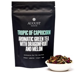 August Uncommon Tropic of Capricorn Green Tea – Handcrafted Loose Leaf Sencha – Refreshing Drink with Sweet Dragonfruit Tea & Melon Notes in a Resealable Pouch (1.8oz)