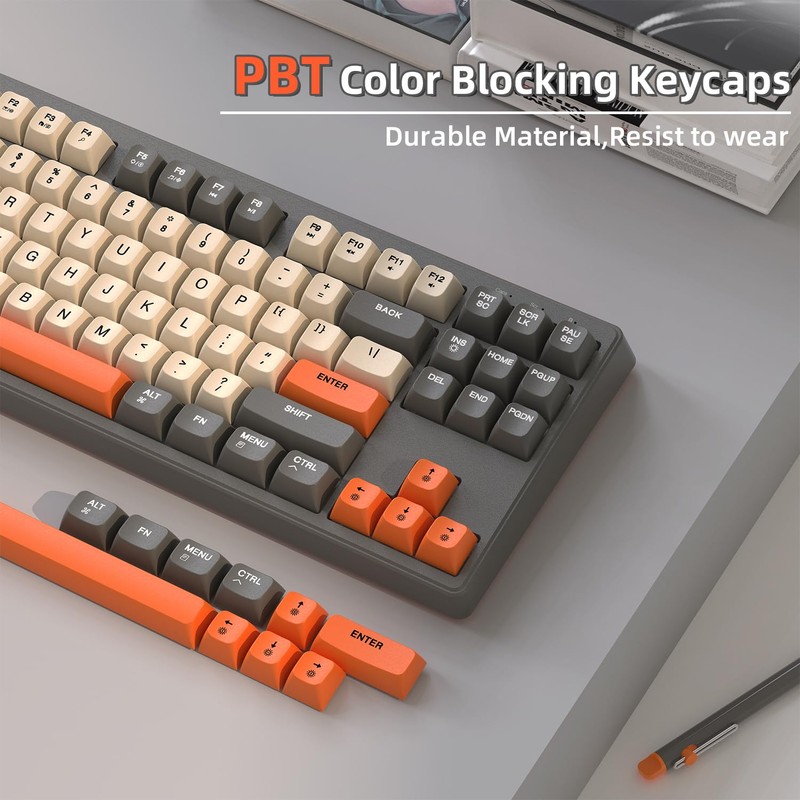 MAMBASNAKE M87 TKL– Dual-Mode-Wireless-Gaming-Tastatur, Bluetooth/2,4 GHz, PBT-Kugeltastenkappe, 4000-mAh-Akku, gemischte Regenbogen-Hintergrundbeleuchtungstastatur