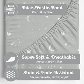 Sorrel + Fern 2-Pack Fitted Bassinet Sheets (Galaxy, Moon and Stars) - Buttery Soft Cotton Blend for Standard Bassinet