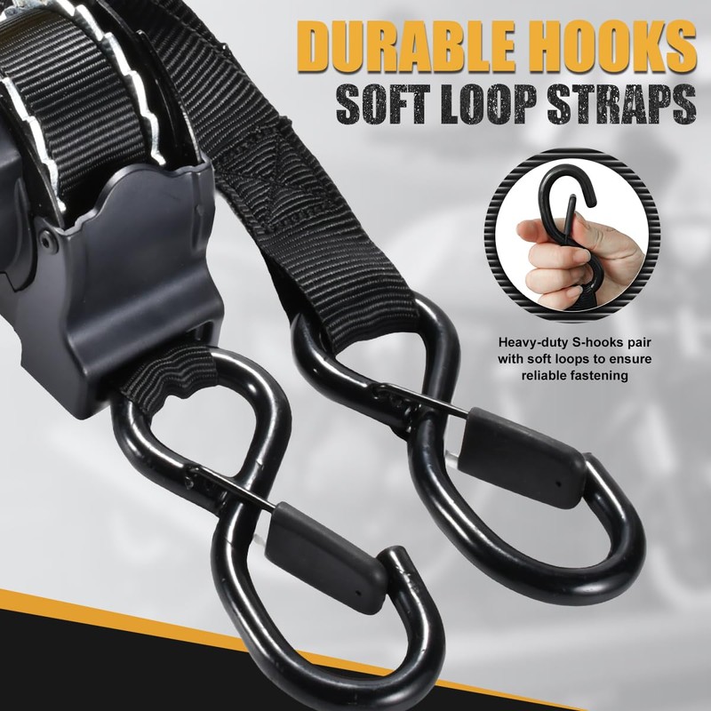 Retractable Ratchet Straps 1 Inch x 10 Feet 1,500lb Break