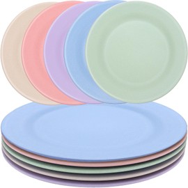 CACASO 5 Pcs Wheat Straw Plates,11 Inch Plastic Plates Reusable,Unbreakable Deep Dinner Plates,Lightweight Plates for Dinner Dishes,Dishwasher & Microwave Safe,BPA free (5 Colors)