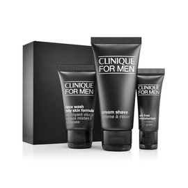 Clinique For Men Starter Kit Set For Daily Oil Control | Face Wash, Cream Shave + Mattifying Moisturizer