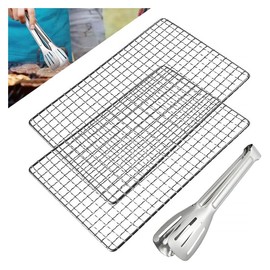 2 Piece Wire Mesh, Replacement Grid, Stainless Steel, Barbecue Tongs, Outdoor Grill Grill, Grill Grill, Grill Grill, Burner, Compatible with Burner, Commercial Use, 7.9 x 11.8 inches (20 x 30 cm), Barbecue, Cooking, Husband (Silver)