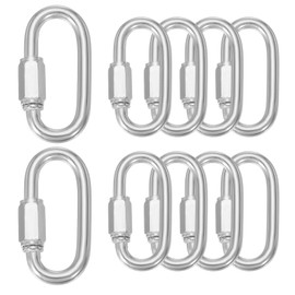 sourcing map Quick Links M10 2.28 Inch Stainless Steel Chain Connector Large Opening Screw Chain Link D Shape Locking Looks for Hammock Camping and Outdoor Equipment Pack of 10
