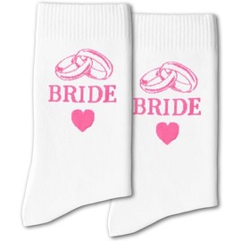 Grace Yonks Bride Socks - Pink and White Rings and Heart Wedding Socks for Bridal Shower, Bachelorette Party Decorations - Bride To Be, Bridesmaid Gifts for Newlywed Couple(020)