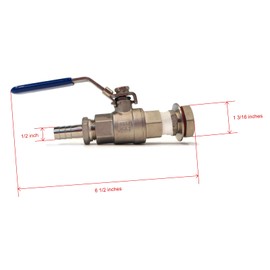 The ROP Shop | 1/2" Stainless Steel Ball Valve with Hose Barb & Weldless Bulkhead for Homebrew