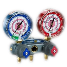 Yellow Jacket 49883 Manifold with Red/Blue Gauges, psi Scale, R-22/134A/404A Refrigerant