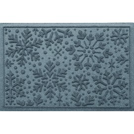 Bungalow Flooring Waterhog Door Mat, 20 x 30 Inches, Made in USA, Durable and Decorative Floor Covering, Skid Resistant, Indoor/Outdoor, Snowflake Design, Holiday Collection, Bluestone