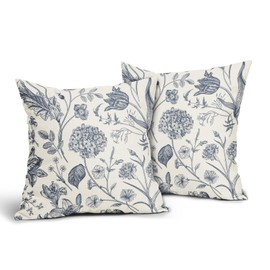 Aytipun Blue Floral Pillow Covers 20x20 Set of 2 Vintage Flower Decorative Print Outdoor Pillowcases Rustic Farmhouse Throw Cushion Case Couch Sofa Bed Decor