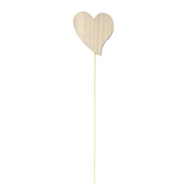 DARO DEKO Flower Stud Heart Brown with Wooden Stick 1 Piece