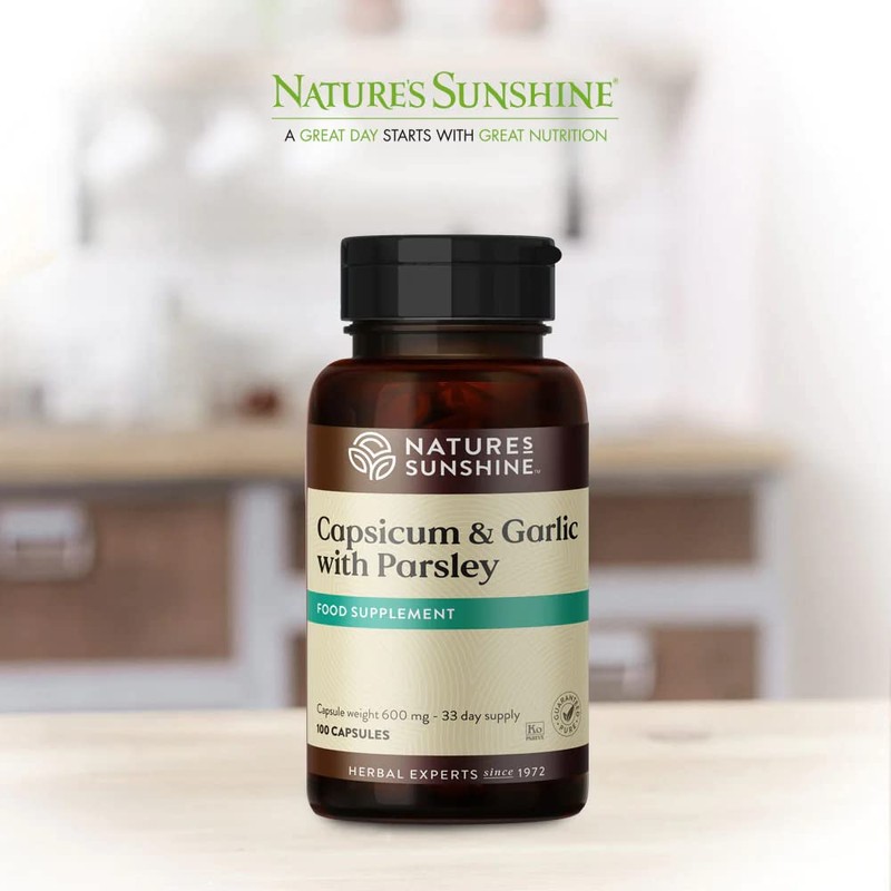 Nature's Sunshine Capsicum & Garlic with Parsley - 100 Capsules
