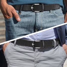 Marino Stretch Belts for Men - Golf Woven Stretch Belt - Gift Box - Black, X-Large (44-48")