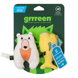 GRRREEN Stuffed Animal Cat Toy | Mahi and Polar Bear | Value 2-Pack for Indoor Cats - Cute Interactive Plush Toys | Made of Eco-Friendly Materials - Go Green!
