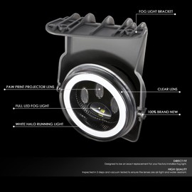 DNA MOTORING FL-ZTL-358-CH Pair of Full LED Fog Lights Compatible with 2003-2006 GMC Sierra 1500 2500 3500,Chrome Housing/Clear Lens