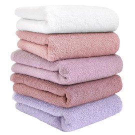 Hiorie Face Towels, Made in Japan, Hotel Style Towels, Set of 5, Assorted Colors, 05 Colors, Solid, Instant Absorption, Face Towel Set, Durable, 100% Cotton, Senshu Towel