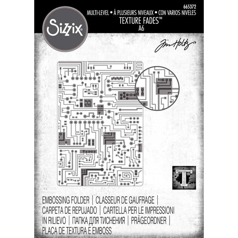 Sizzix Multi-Level Textured Impressions Embossing Folder Circuit by Tim Holtz,