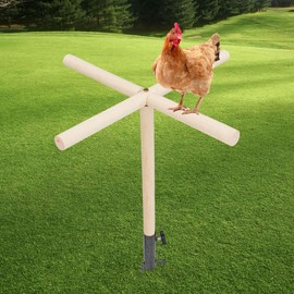 Chicken Perch Toy for Coop, Wooden Chick Perch Stand with Metal Ground Plug, Chicken Coop Backyard Poultry Accessories, Suitable for Poultry Rooster Chicks Large Bird Parrot