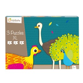 Avenue Mandarine 42701O Puzzles XL, Ideal for Children from 2, 3 Puzzles in 1, 1 Piece, Birds