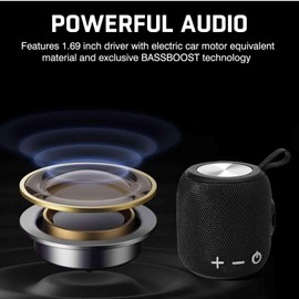 Bluetooth Speaker: Powerful Stereo Sound, IPX7 Waterproof, True Wireless Stereo Pairing, Portable Design, Latest Bluetooth V5.2 - Perfect for LG Q51, Beach, Outdoor, Home, Parties& More - Black