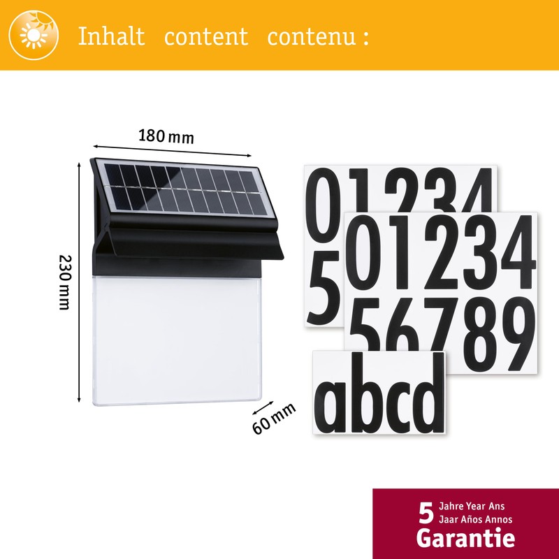 Paulmann Neda 94694 Solar LED Outdoor Light House Number Light