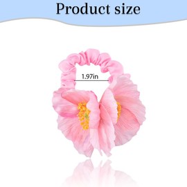 Elastics Hair Scrunchies Ties Band Ring Ponytail Holder for Girls Pink Floral Headband Beach Spring Summer Hair Decoration Accessories for Bride Wedding Scrunchies for Women 2 Pcs