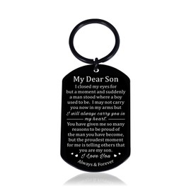 Keychain for Son from Mom Dad To My Son Gifts for Boys Him Mens Inspirational Gifts Back To School Graduation Christmas Stocking Stuffer Birthday Gifts for Son Valentines Day