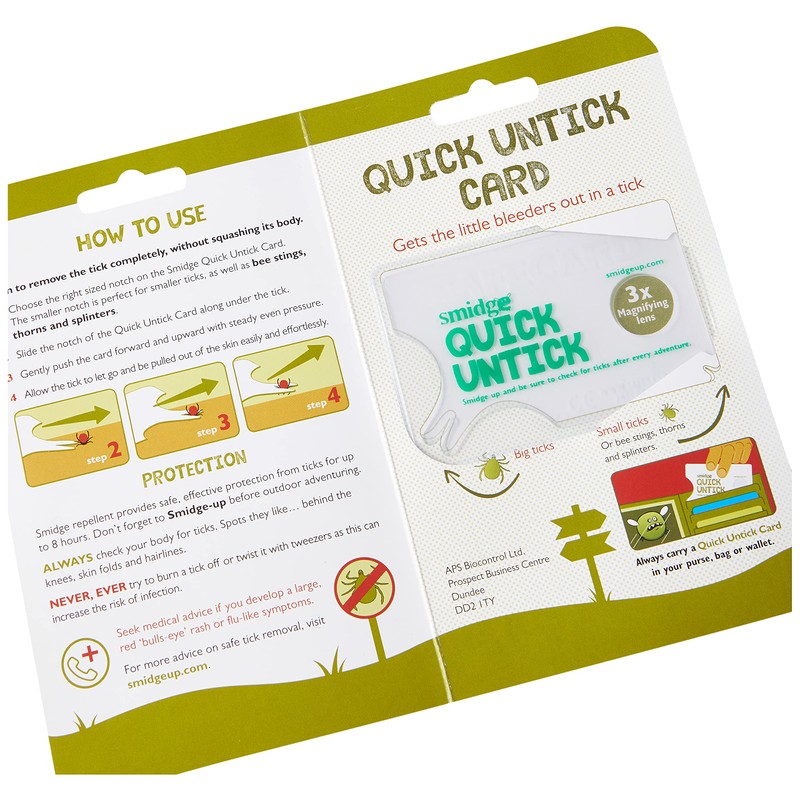 Smidge Unisex's Tick Removing Card, Green, one size