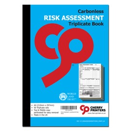 Cherry Carbonless NCR Risk Assessment Form Triplicate Book A4 50 sets