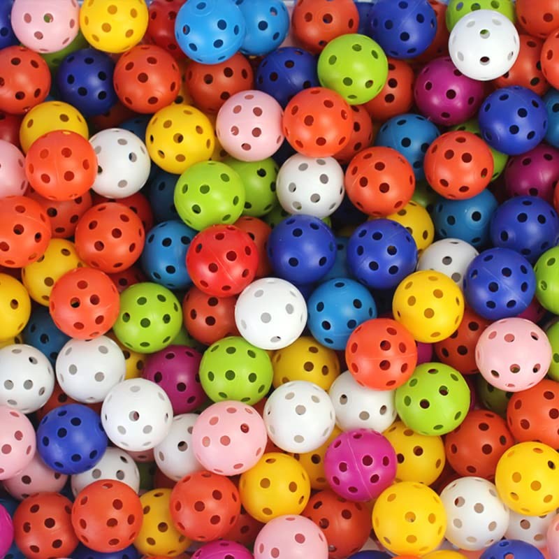 AIMALL 50PCS Plastic Airflow Perforated Golf Training Balls, Lightweight Hollow