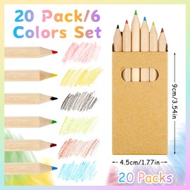 Svalor 20 Packs Colouring Pencils Set with 6 Colouring Pencils, 120 Mini Colouring Pencils Multicoloured Wooden Pencils in Cardboard Case, Colouring Pencils for Children Art Drawing, Sketching and