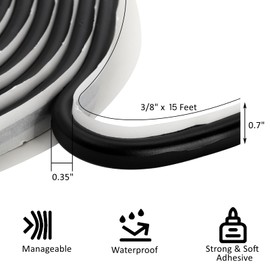 ZOOFOX 2 Pack Butyl Seal Tape, 3/8" x 15 Feet Black Rubber Sealant Tapes, Leak Proof Putty Tape for RV Patching, Window Caulking, Door, Headlight, Windshield, Boat Sealing, Roof Patching