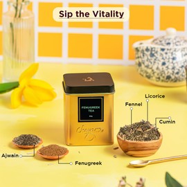 CHAYAM Fenugreek Tea (100g) & Ginger Lemongrass Tea (50g) Tin Set | Wellness Tea Combo in Tin | Herbal Loose Leaf Tea Canister - Combo Tea Set